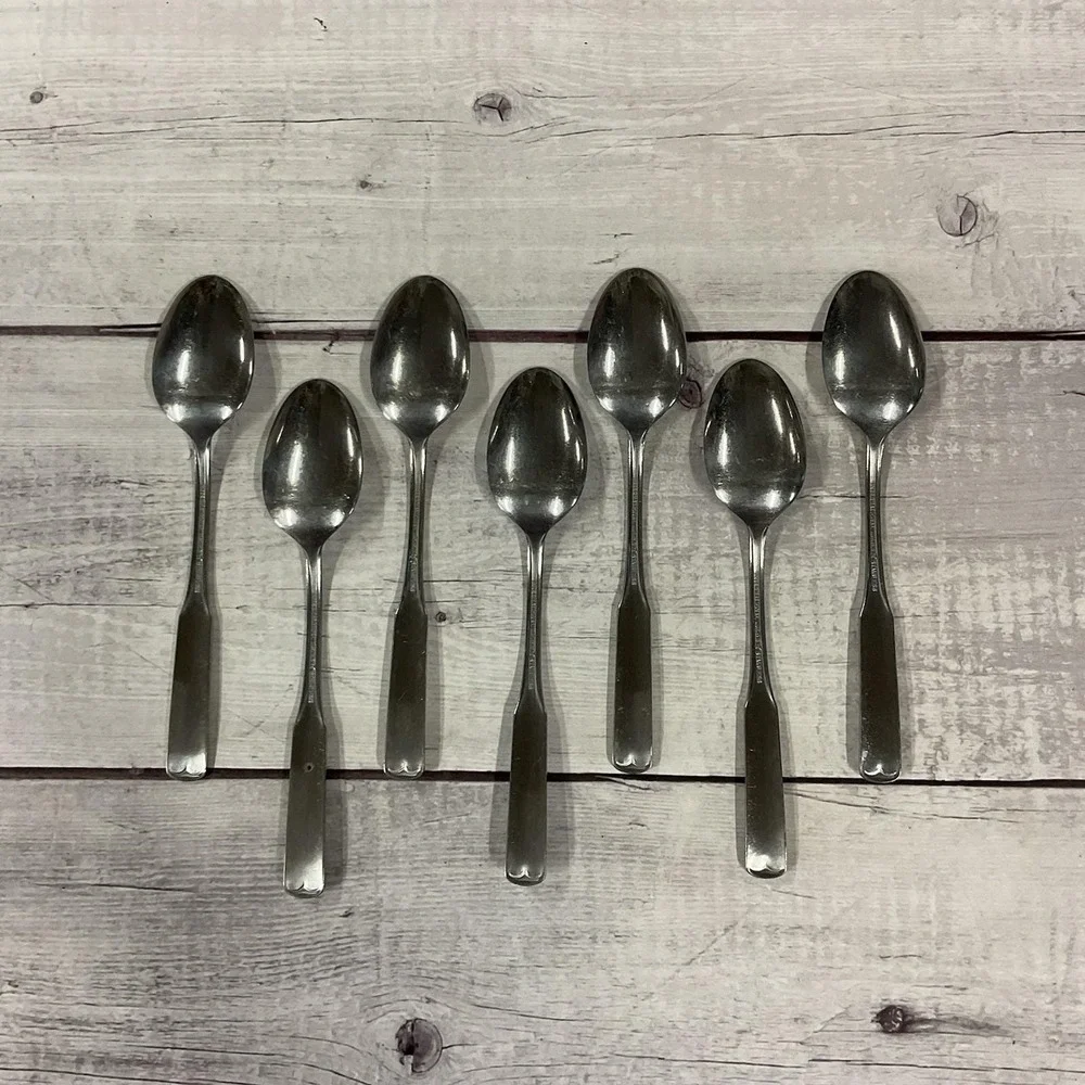 International Silver Mark II Stainless Flatware Colonial Scroll 7 Teaspoons #3